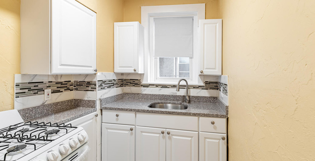Kitchen with sink and yellow walls